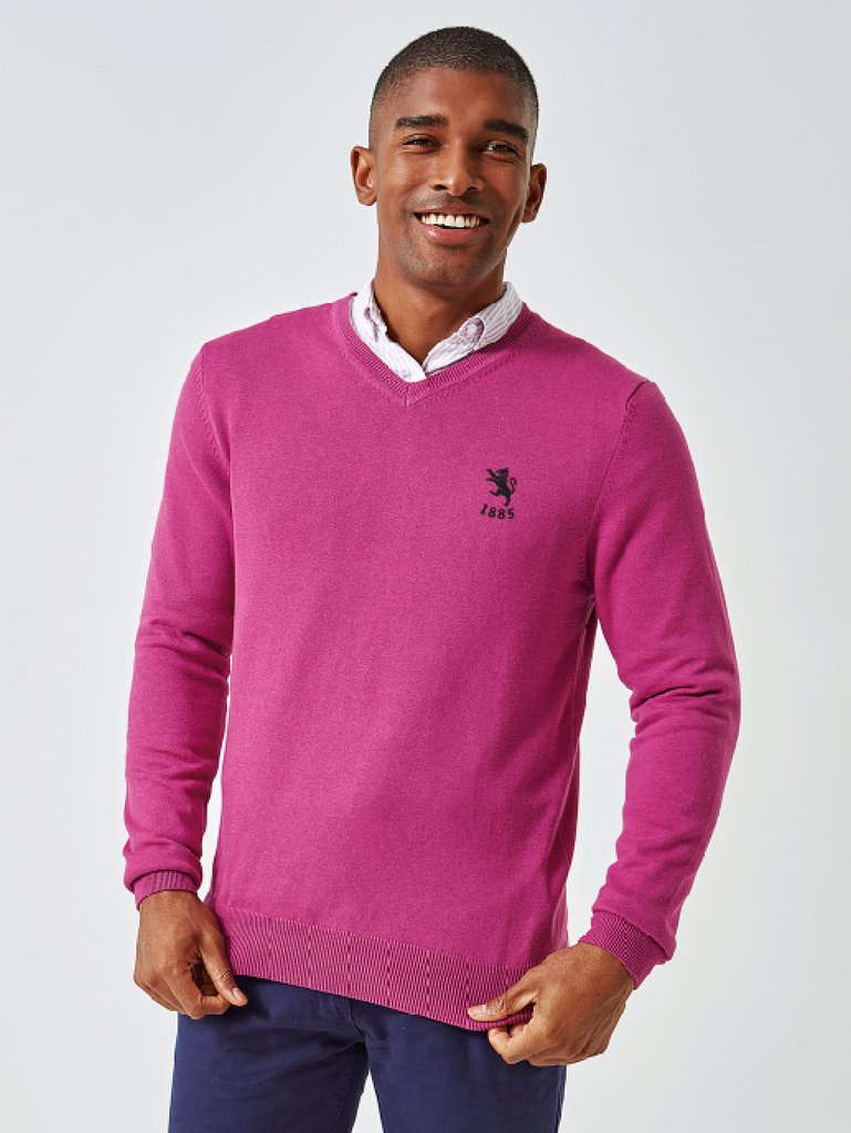 Cotton Blend V Neck Sweater