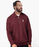 Zip Neck Sweatshirt with Polo Collar